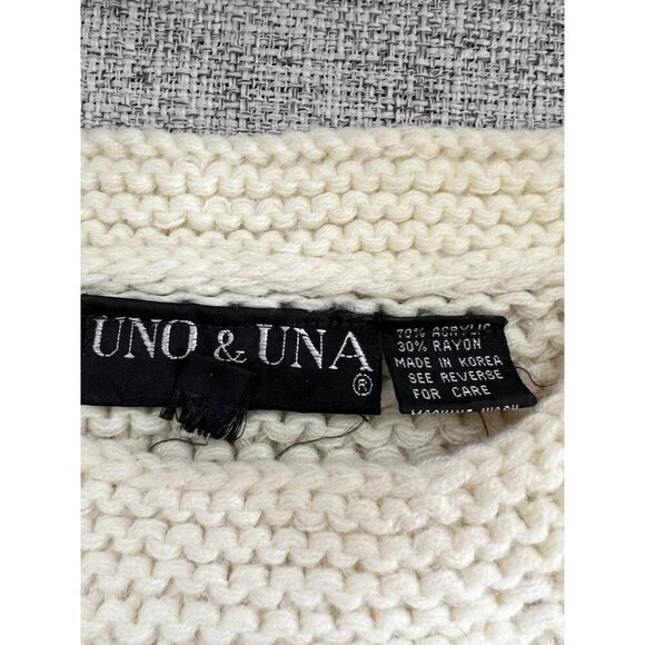 Vtg UNO & UNA Knit Sweater Sz L Colorful Cable Twist 80s 90s Indie Hipster Retro - Picture 7 of 10
